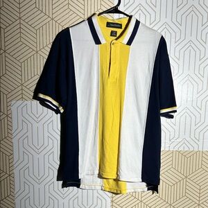 Vintage Inner Harbor Men's Polo Shirt in Yellow, Navy, and White